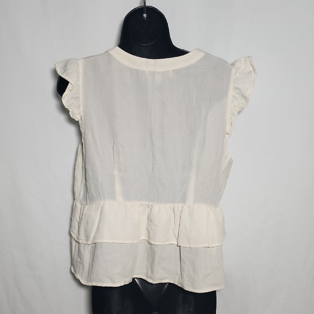 Hayden Ivory Ruffle Button-Down Blouse - Picture 3 of 6